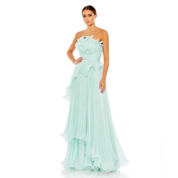 MAC DUGGAL 49537 NWT Pleated Tiered Ruffled Strapless Gown - Picture 2 of 10